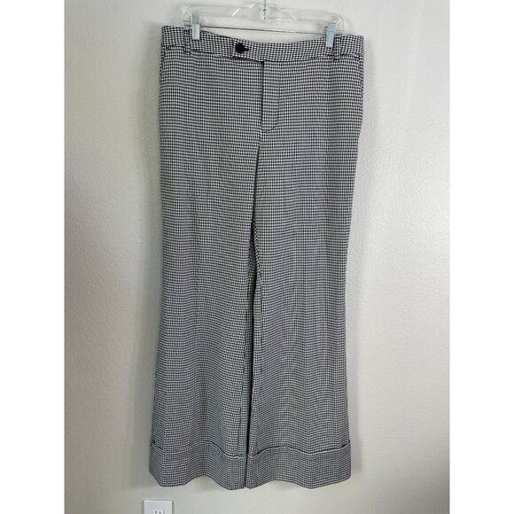 Maeve Anthropologie Womens 14 Houndstooth Wide Leg Pants Trousers - Picture 2 of 8
